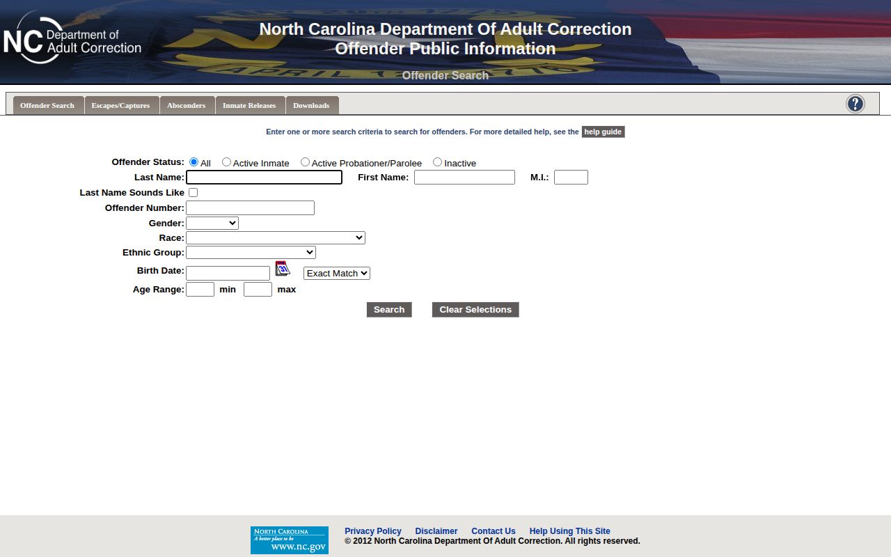 North Carolina DAC offender search for Hertford County released inmate records