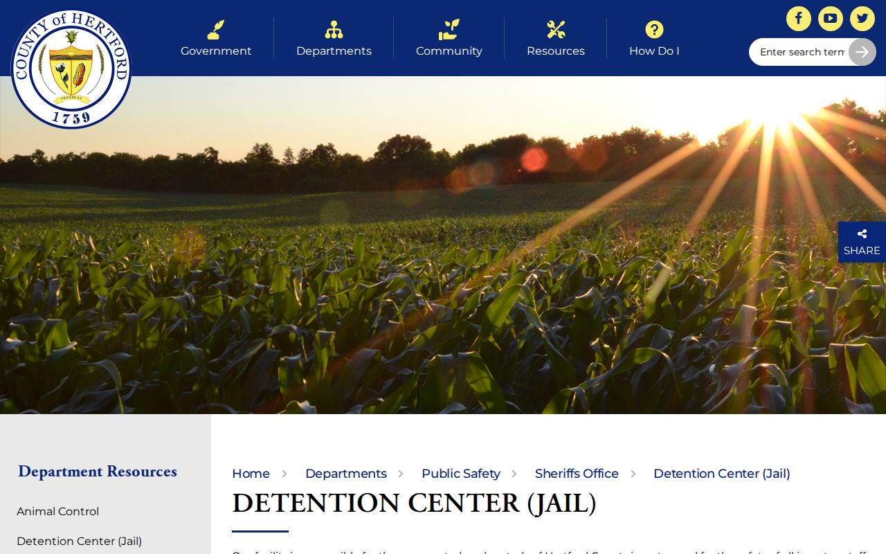Hertford County Detention Center release information page